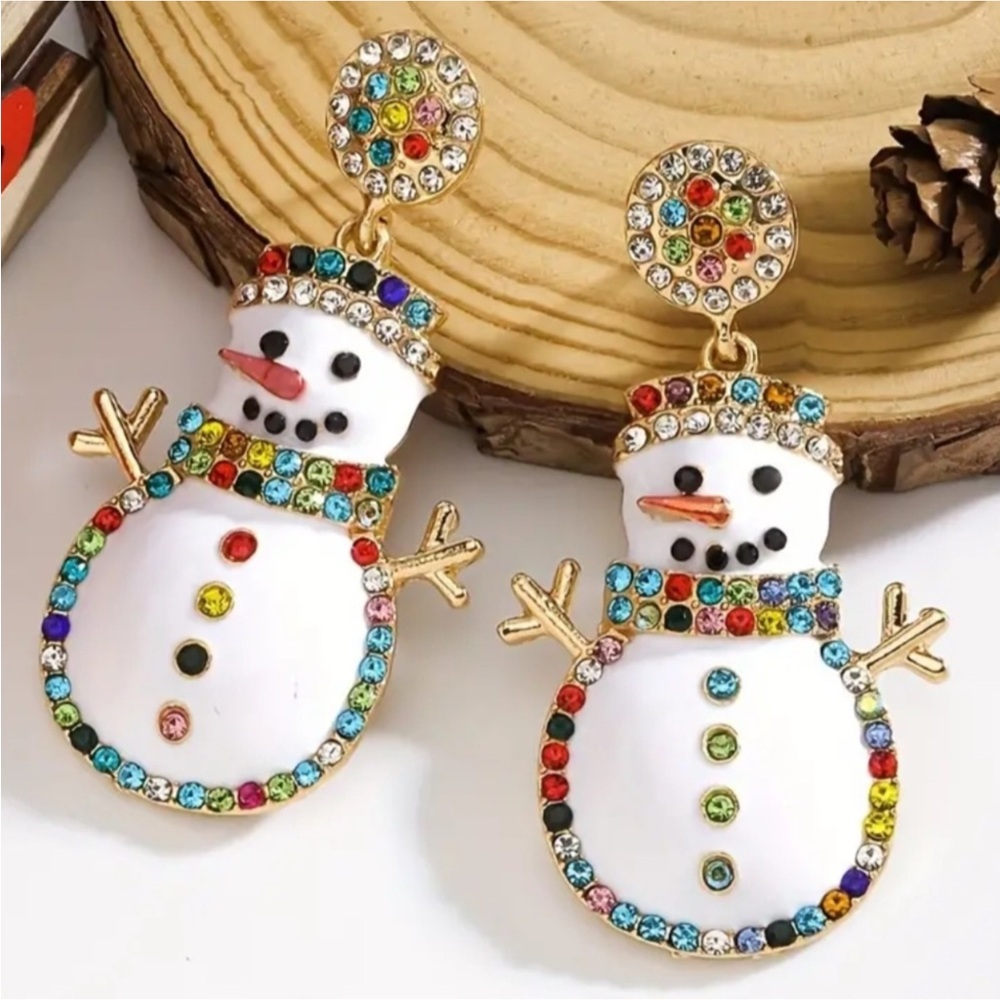 Colorful Snowman Dangle Earrings